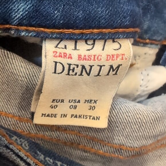 ZARA Mid Rise Skinny Fit Jeans Z1975 Basic Dept Distressed Denim Womens Size 8 - Picture 8 of 8